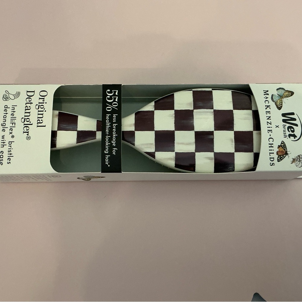 MacKenzie-Childs Checkered Hairbrush - Black and White